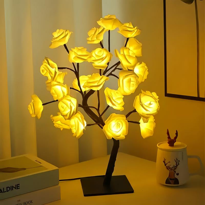 Rose Flower Design Tree Night Light, USB Powered Table Lamp, Versatile Indoor Room Lights for Bedroom, Holiday Decorative Lights, Perfect Valentine'S Day Gift & Home Decor, Nightlight for Bedroom
