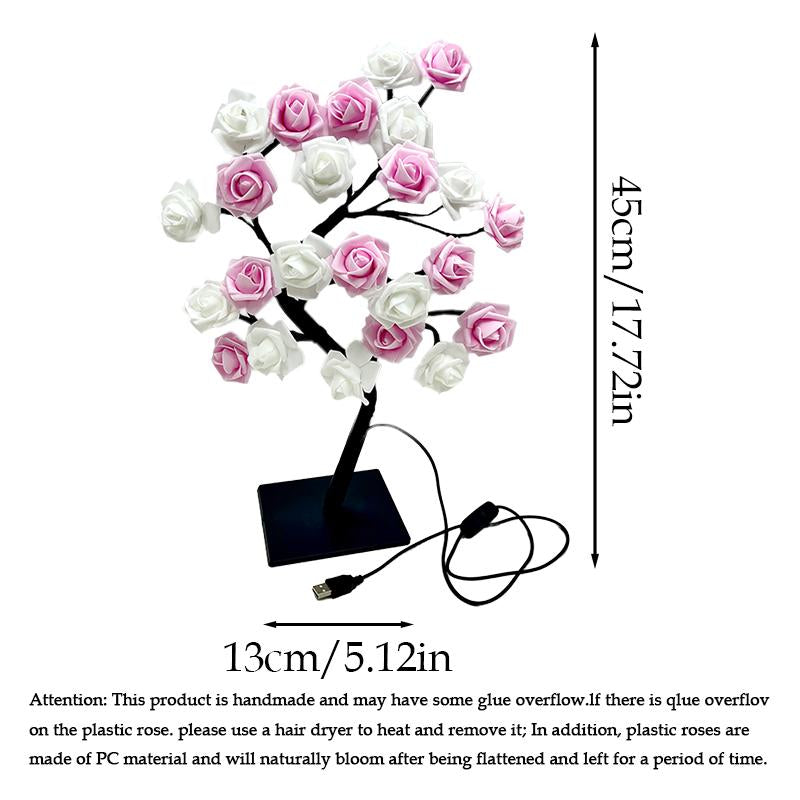 Rose Flower Design Tree Night Light, USB Powered Table Lamp, Versatile Indoor Room Lights for Bedroom, Holiday Decorative Lights, Perfect Valentine'S Day Gift & Home Decor, Nightlight for Bedroom