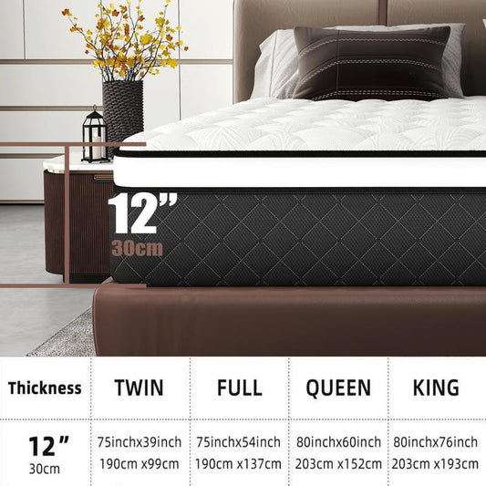 Twin/Full/Queen/King 12/14 Inch, Gel Memory Foam Hybrid Mattress,Pocket Spring Box Mattress, Fiberglass Free,Medium Firmness, Certipur Certified Jelly Bed Mattress Queen Size Mattress Colchones Para Cama Mattresses Bed Mattress