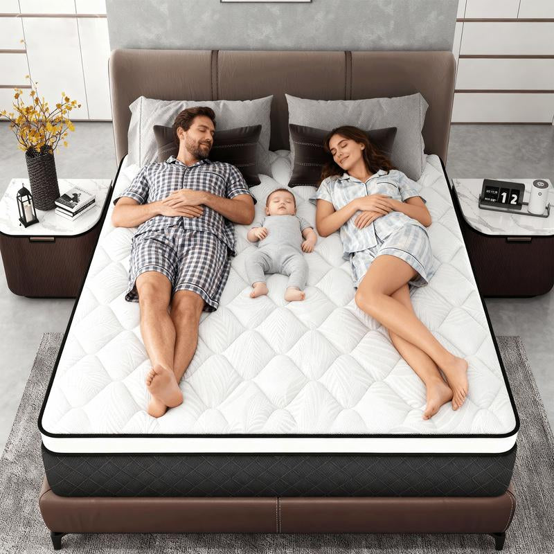 Twin/Full/Queen/King 12/14 Inch, Gel Memory Foam Hybrid Mattress,Pocket Spring Box Mattress, Fiberglass Free,Medium Firmness, Certipur Certified Jelly Bed Mattress Queen Size Mattress Colchones Para Cama Mattresses Bed Mattress