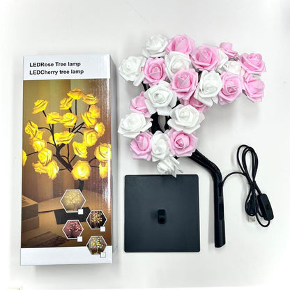 Rose Flower Design Tree Night Light, USB Powered Table Lamp, Versatile Indoor Room Lights for Bedroom, Holiday Decorative Lights, Perfect Valentine'S Day Gift & Home Decor, Nightlight for Bedroom