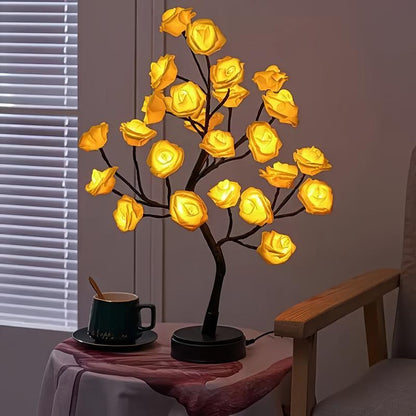 Rose Flower Design Tree Night Light, USB Powered Table Lamp, Versatile Indoor Room Lights for Bedroom, Holiday Decorative Lights, Perfect Valentine'S Day Gift & Home Decor, Nightlight for Bedroom