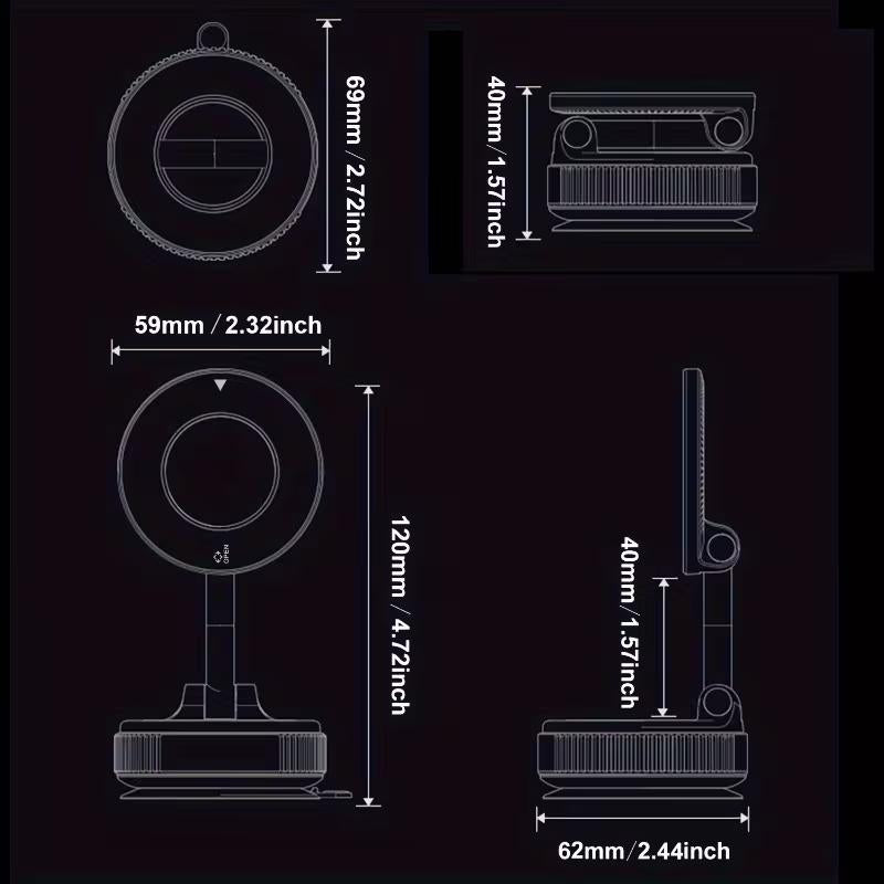 Adjustable Magnetic Phone Holder for Car and Desktop Use Compatible with Iphone 17/16/15/14/12 Series Portable Foldable Car Phone Mount Fits All Smartphones and Vehicle Models - Randomly Assorted Car Accessory Fragrance Disc Included