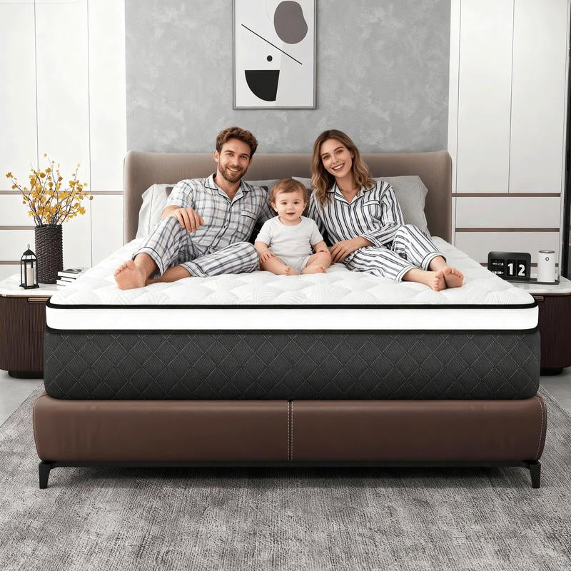 Twin/Full/Queen/King 12/14 Inch, Gel Memory Foam Hybrid Mattress,Pocket Spring Box Mattress, Fiberglass Free,Medium Firmness, Certipur Certified Jelly Bed Mattress Queen Size Mattress Colchones Para Cama Mattresses Bed Mattress